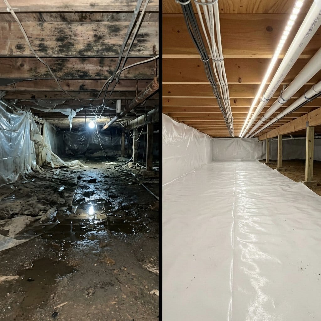 Basement Flood Cleanup restoration β crawl space of multi-family property in Garfield, NJ