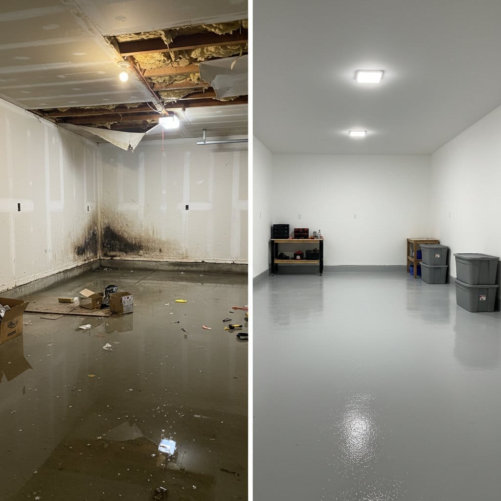 Garfield Water Damage Restoration garage restoration before and after in Garfield